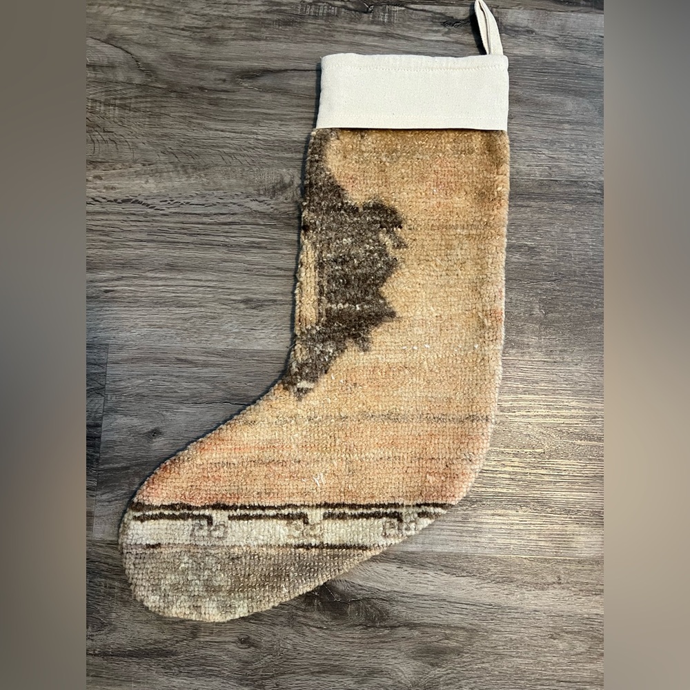 Elegant Tan and Brown Holiday Stocking